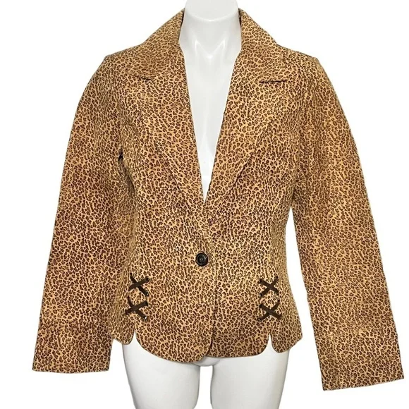 Lew Magram Collection Leopard Print Leather Jacket Size 10 - Picture 1 of 5